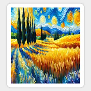 Vincent Van Gogh Inspired Golden Wheat Field Sticker